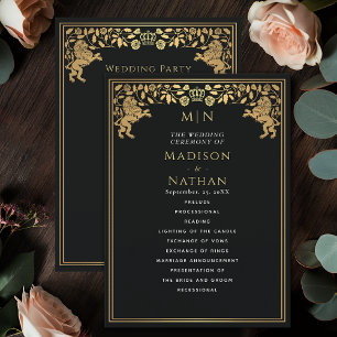 Black Royal Lion Médiéval Programme de mariage d'é