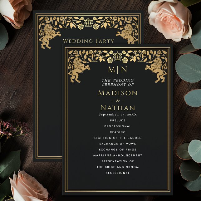 Black Royal Lion Médiéval Programme de mariage d'é (Créateur téléchargé)