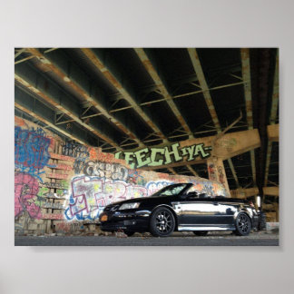 Black Saab 93 Poster convertible
