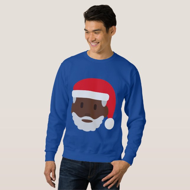 black santa claus emoji xmas sweatshirt (Devant entier)
