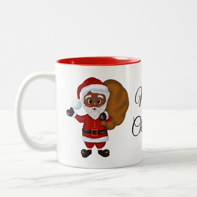 Black Santa Claus Joyeux Noël Mug (Gauche)
