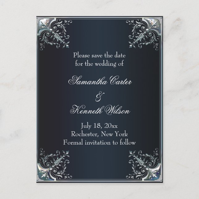 Black Satin Cravate Noir Invitations de mariage (Devant)