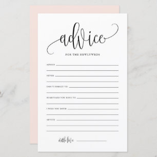 Black Script Advice for the Newlyweds Mariage Card