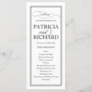 Black Script Élégant programme de cérémonie de mar