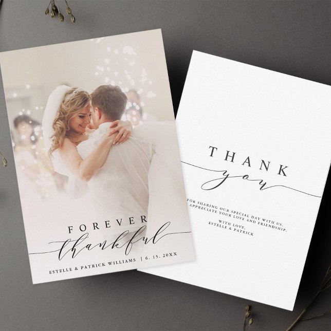 Black Script Forever Merci photo Mariage (Front & Back)