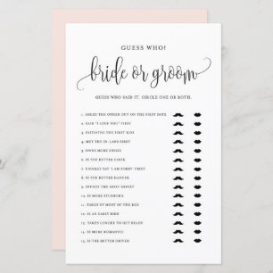 Black Script Gues Who Mariage ou Groom Douche Jeu