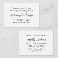 Black Script Temple Sealing & Repas Invitation