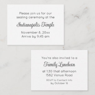 Black Script Temple Sealing & Repas Invitation