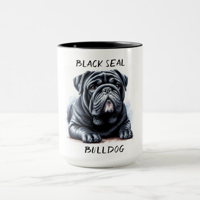 Black Seal Bulldog Coffee Mug Cup (Centre)