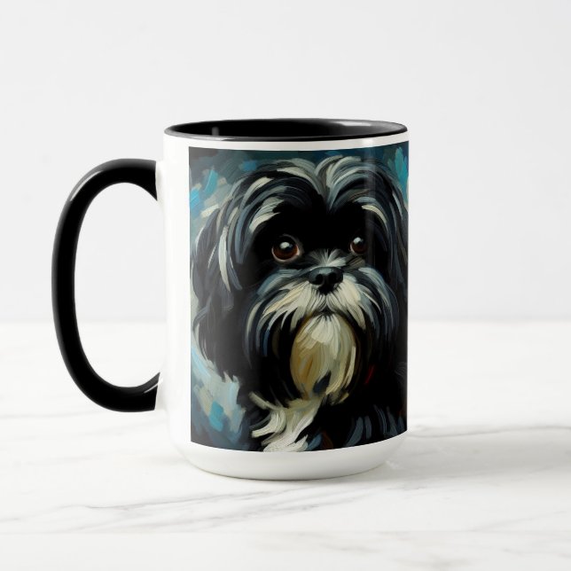 Black Shih Tzu Dog Coffee Mug Cup (Gauche)