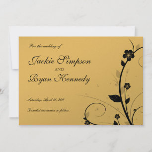 Black Silver Sauvez la date Invitation Floral Gold