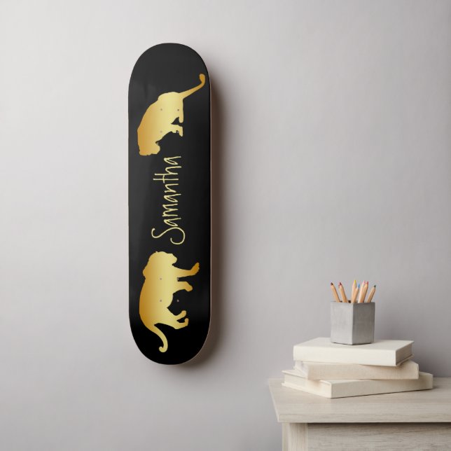 Black Skateboard Gold Lions personalized (Art mural)