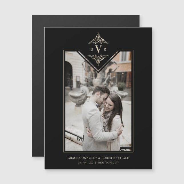 Black Sophisticate Flourish Chic Golden Initials (Devant / Derrière)