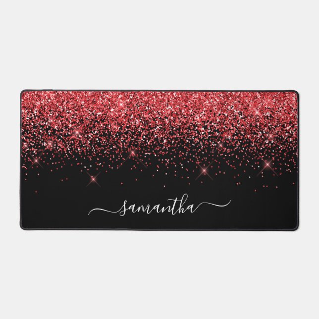 Black Sparkly Red Glitter Elegant Name (Recto)