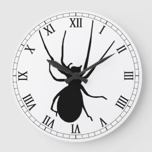 Black Spider Rond Numéros Romains Horloge