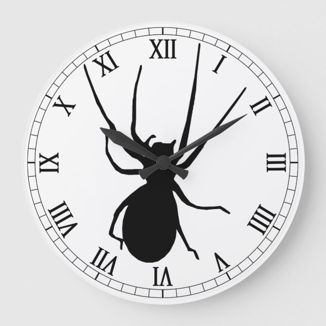 Black Spider Rond Numéros Romains Horloge (Recto)