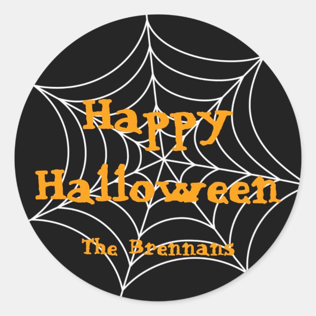 Black spider web halloween personnalisé étiquette  (Devant)