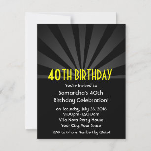 Black Spotlight Marquee 40th Party Invitations