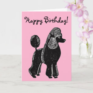 Black Standard Poodle rose Bonne carte d'anniversa