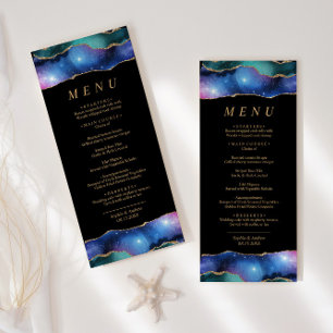 Black & Stars Blue Gold Calligraphy Menu Mariage