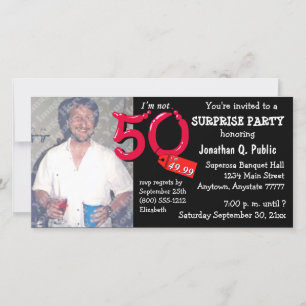 Black Surprise 50th Birthday Party Photo Invitatio