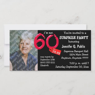 Black Surprise 60th Birthday Party Photo Invitatio