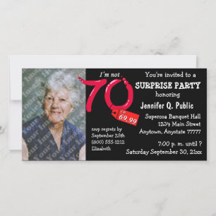 Black Surprise 70th Birthday Party Photo Invitatio