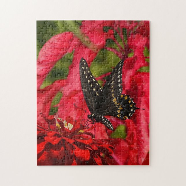 Black Swallower sur le puzzle de fleurs rouges (Vertical)