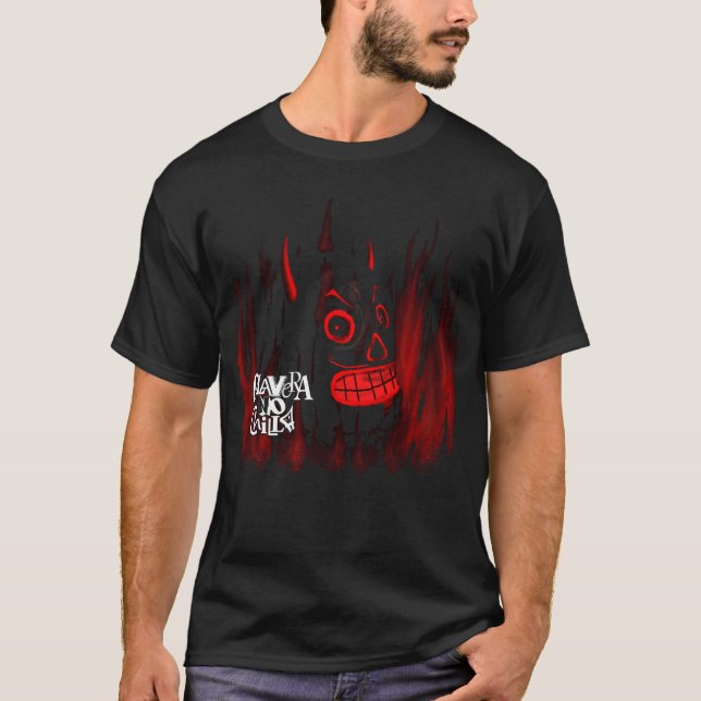 Black T-shirt with skull and fire (Devant)