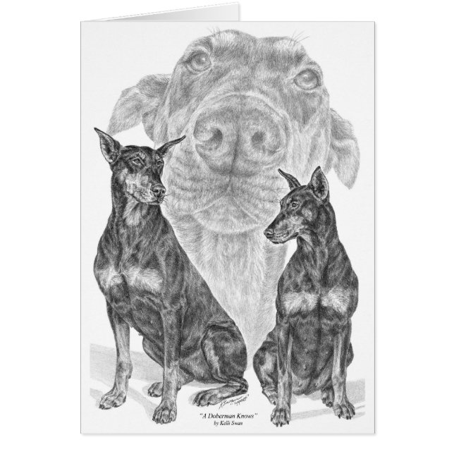 Black/Tan Doberman Pinscher Chien Art par Kelli Sw (Devant)