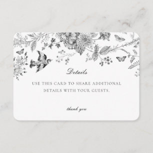 Black Toile Floral Détails Carte Invitation Insert