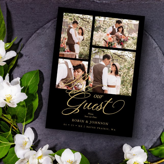 Black Trendy Collage 4 Photos Script de luxe (Créateur téléchargé)