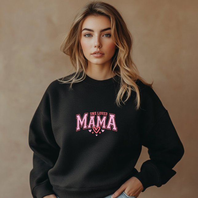 Black Trendy One Loved Mama Sweatshirt d'impressio (Black Trendy One Loved Mama Print Sweatshirt)