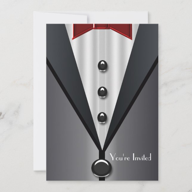 Black Tuxedo Formal Event Invitations noires (Devant)