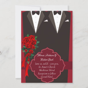 Black Tuxedo Gay Faire-part de mariage