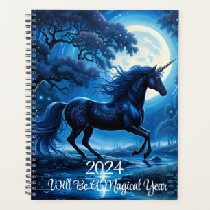 Black Unicorn Blue Sky Pleine lune magique