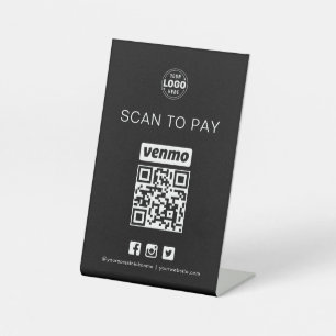 Black Venmo QR Code Signe Scan pour payer les affa