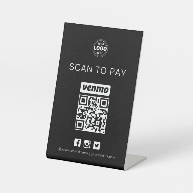Black Venmo QR Code Signe Scan pour payer les affa