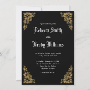 Black Vintage Antique Lace Faire-part de mariage