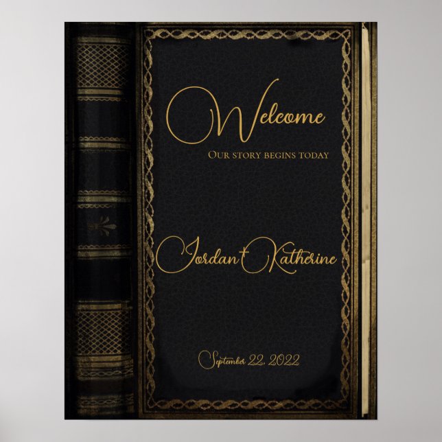 Black Vintage Storybook Welcome Mariage Poster (Devant)