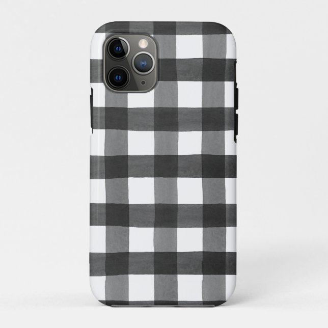Black Watercolor Buffalo Plaid Iphone 11 pro Coque (Dos)