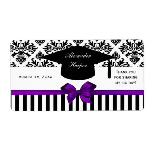 Black Wha Stripe Damask Purple Water Étiquette 2e