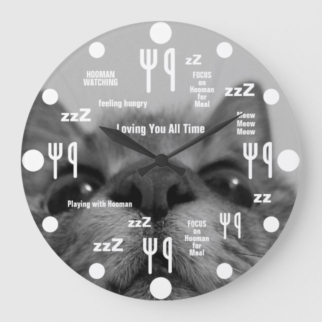 Black&White 17yro kitty Grande horloge (Recto)