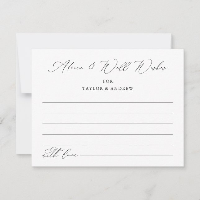 Black & White Advice & Well Wishes Wedding Cards (Devant)