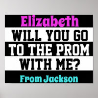 Black, White and Pink Promposal Poster