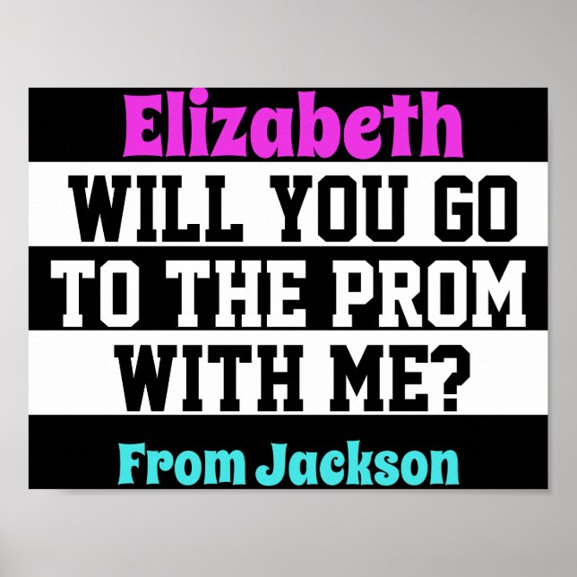 Black, White and Pink Promposal Poster (Devant)