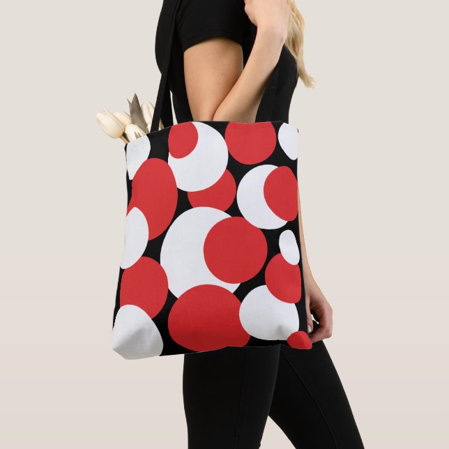 Black, White and Red Polka Dots  Tote Bag (De près)