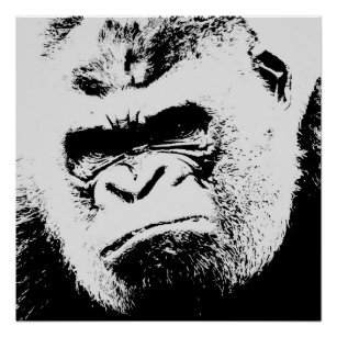 Black White Angry Gorilla Pop Art Poster parfait