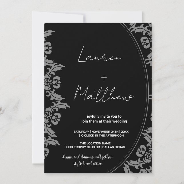Black White Art Wedding Invitations (Devant)