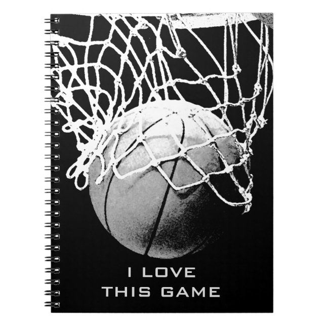 Black & White Basketball I Love Ce Carnet De Jeu (Devant)
